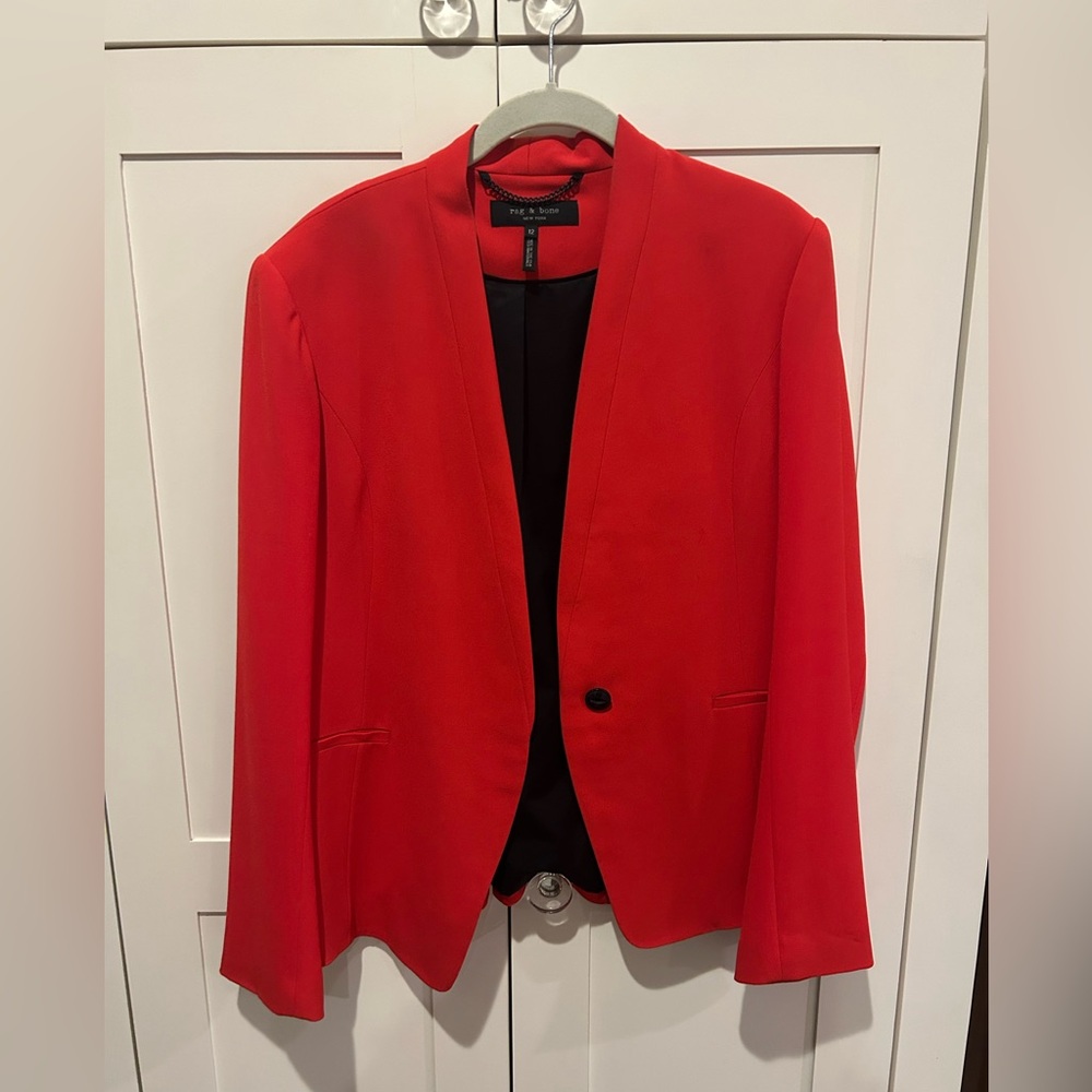Nwot Rag & Bone Bowman Single Button Red Blazer - image 2